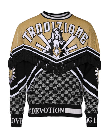 Multicolor Cotton Crew Neck Pullover Sweater