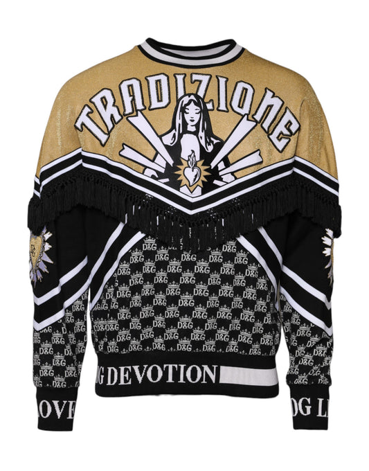 Multicolor Cotton Crew Neck Pullover Sweater
