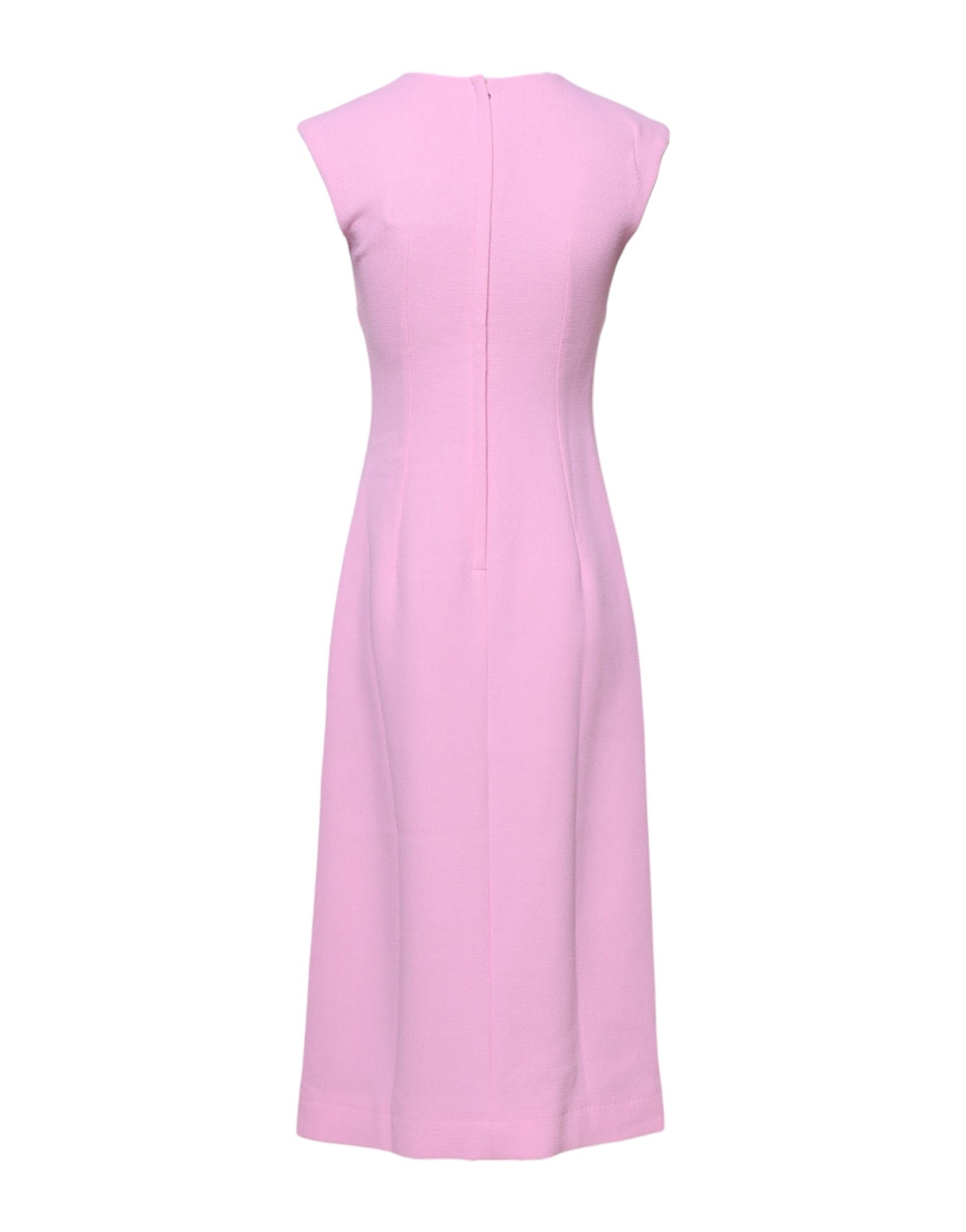 Pink Wool Sleeveless Sheath Midi Dress