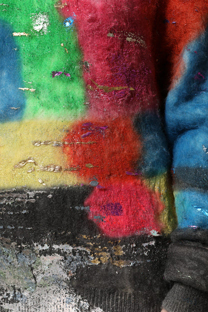 Multicolor Mohair Turtleneck Pullover Sweater