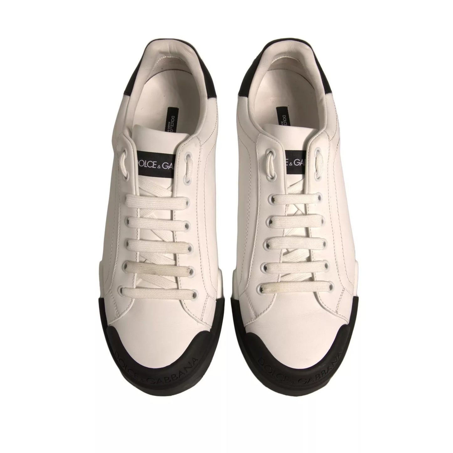 White Leather Logo Portofino Sneakers Shoes