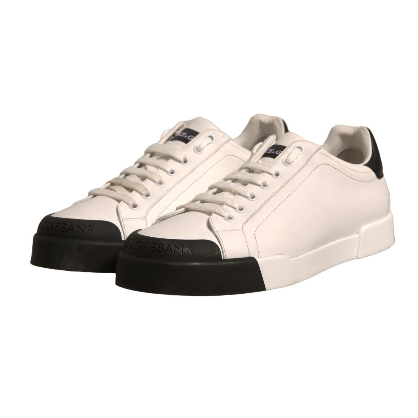 White Leather Logo Portofino Sneakers Shoes
