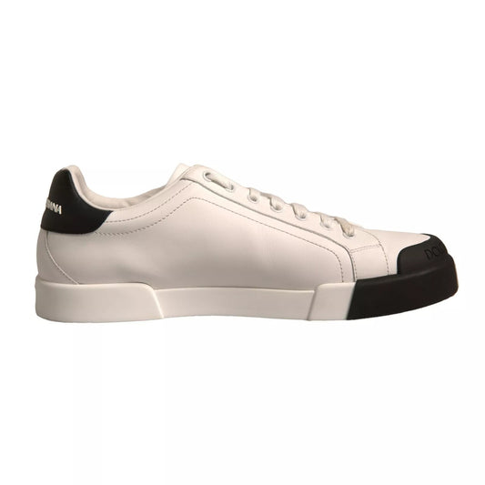 White Leather Logo Portofino Sneakers Shoes