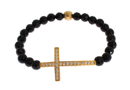 Gold Plated Sterling Bracelet with CZ Diamond Cross