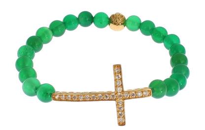 Elegant Green Jade Bead & Gold Plated Bracelet