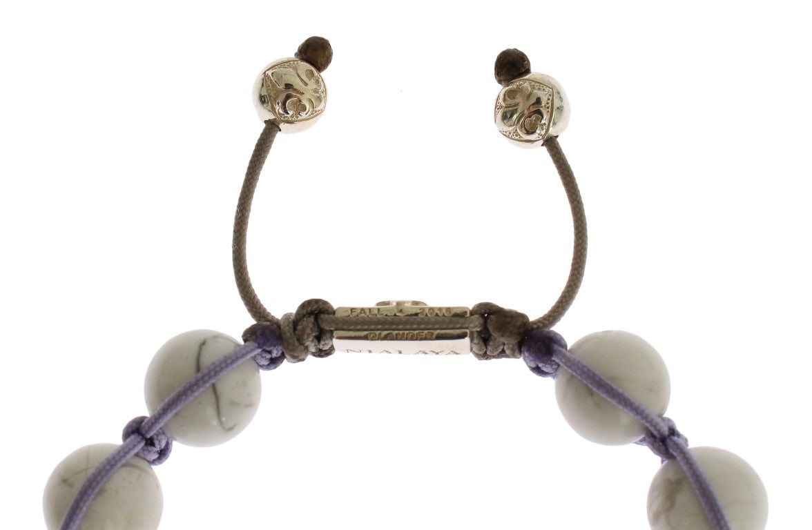 Elegant Silver Purple CZ & Howlite Bracelet