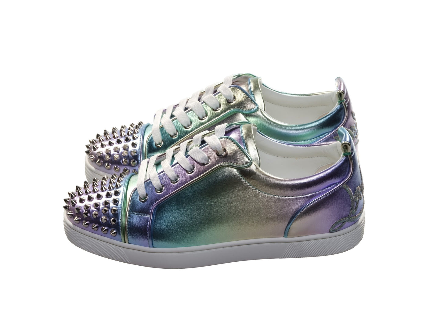 Fun Louis Junior Spikes Flat Ombre Laminated Leather Sneakers