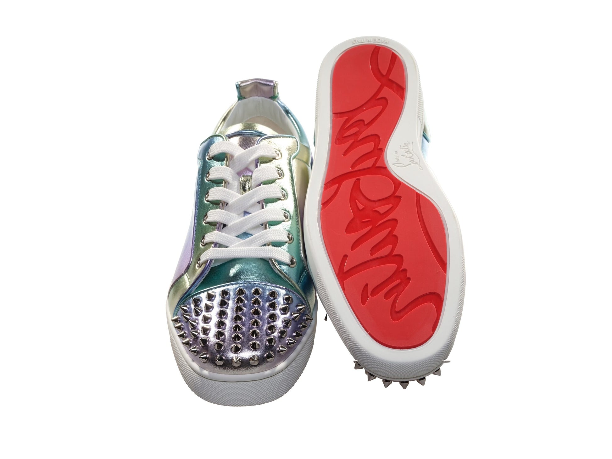 Fun Louis Junior Spikes Flat Ombre Laminated Leather Sneakers