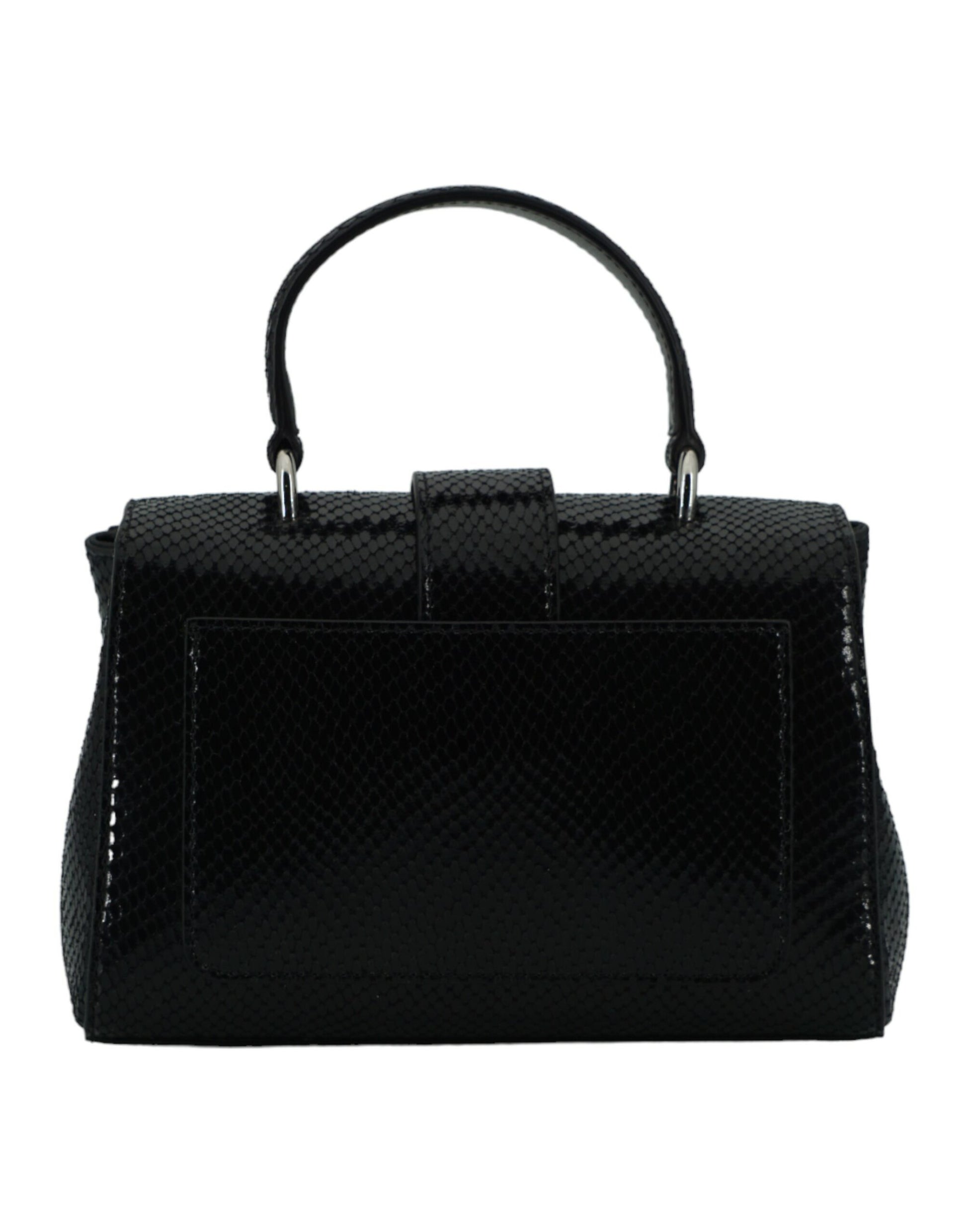 Black Leather Top Handle Shoulder Bag