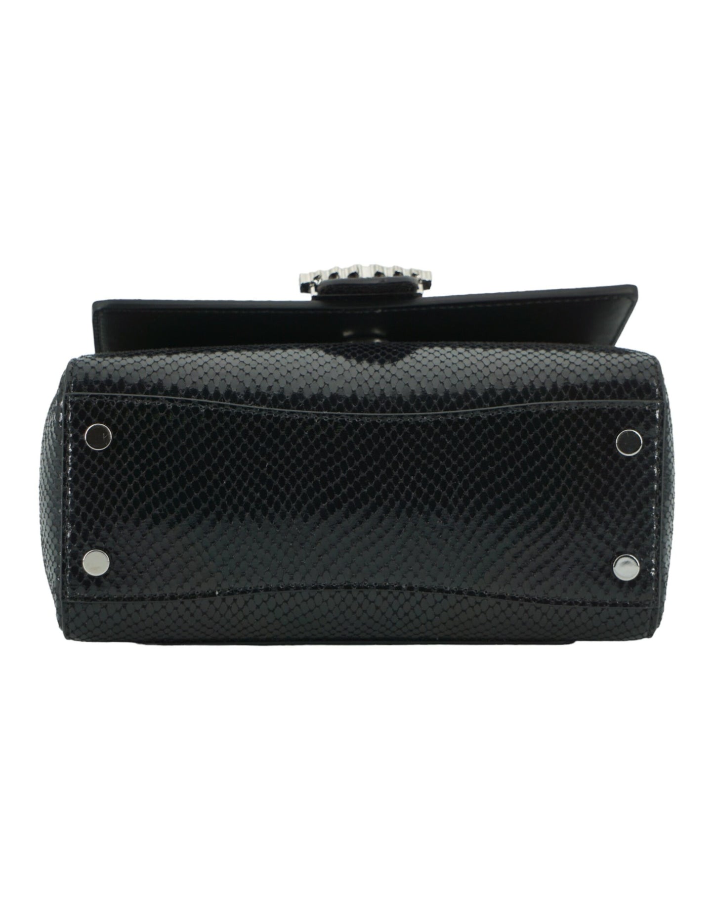 Black Leather Top Handle Shoulder Bag