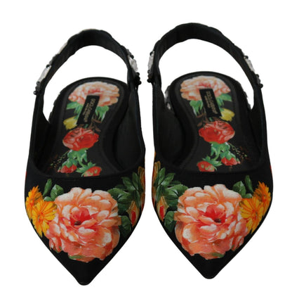 Elegant Crystal-Embellished Floral Flats