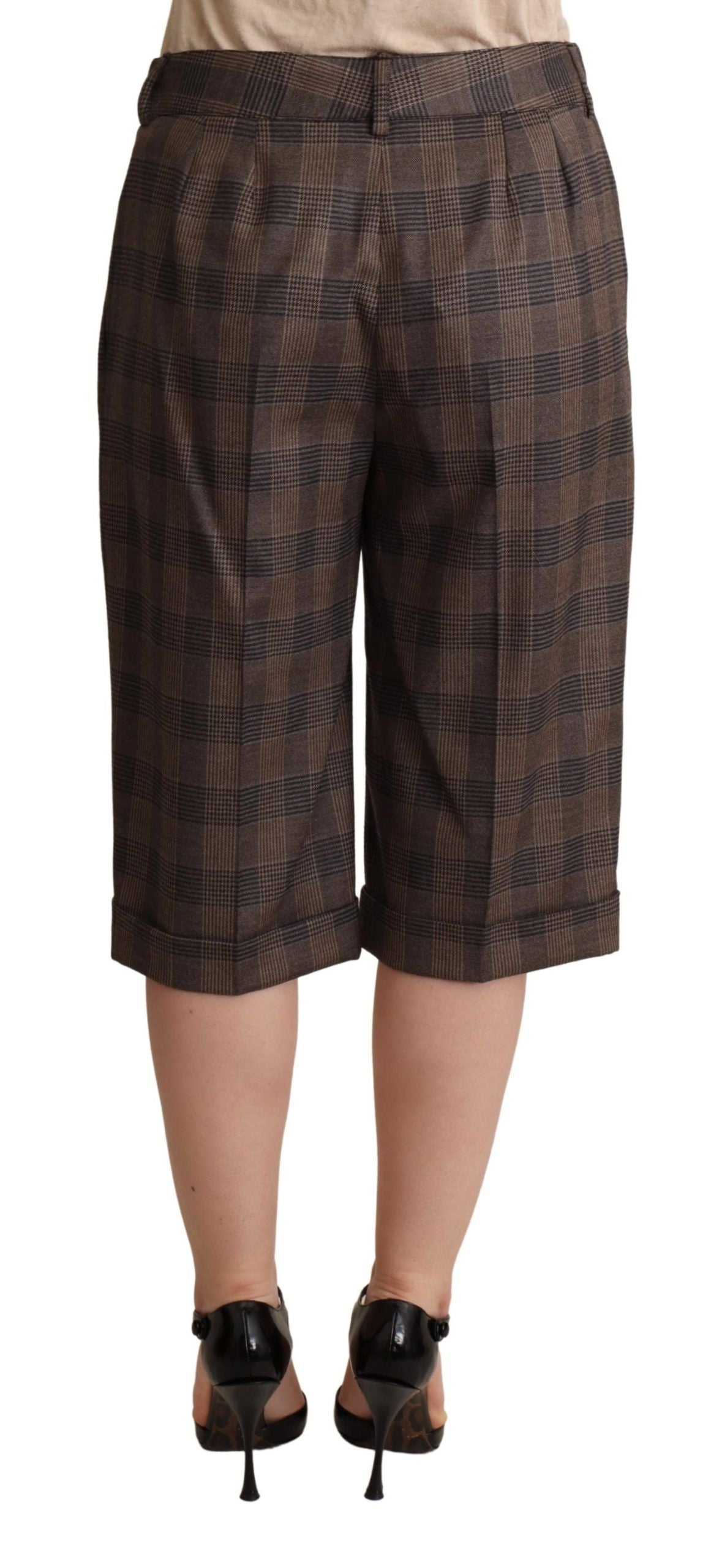Checkered Wool Bermuda Shorts in Brown