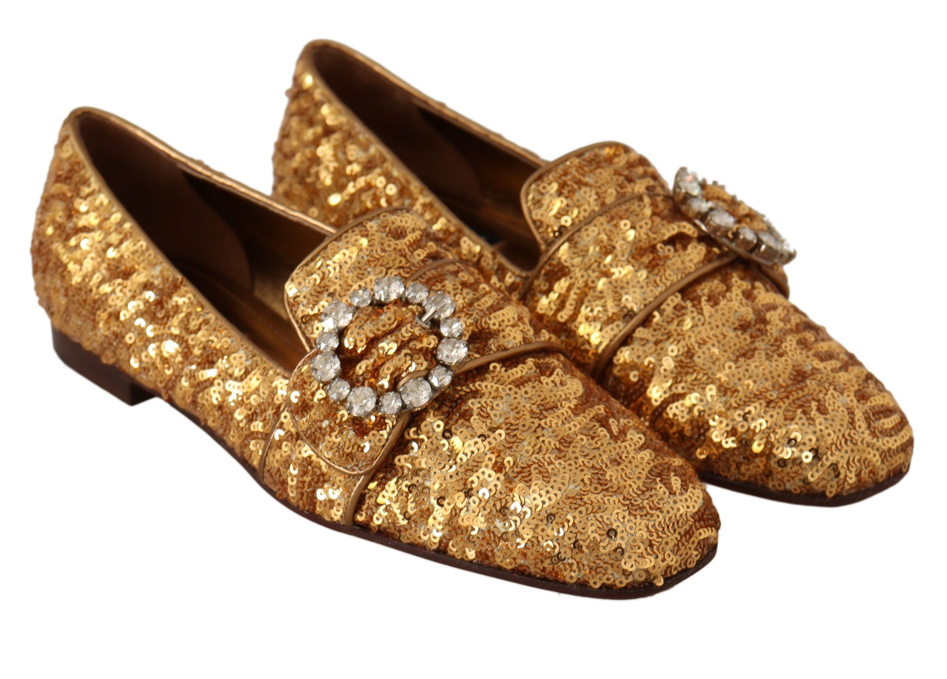 Elegant Gold Sequin Crystal Flats