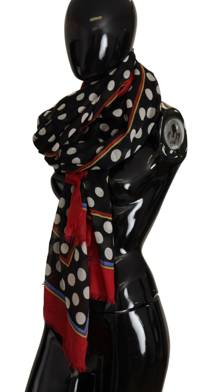 Elegant Silk-Cashmere Polka Dot Scarf