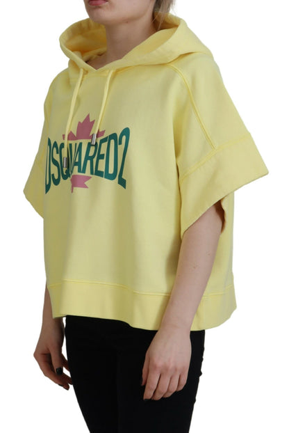 Yellow Logo Print Cotton Hoodie Sweatshirt Sweater