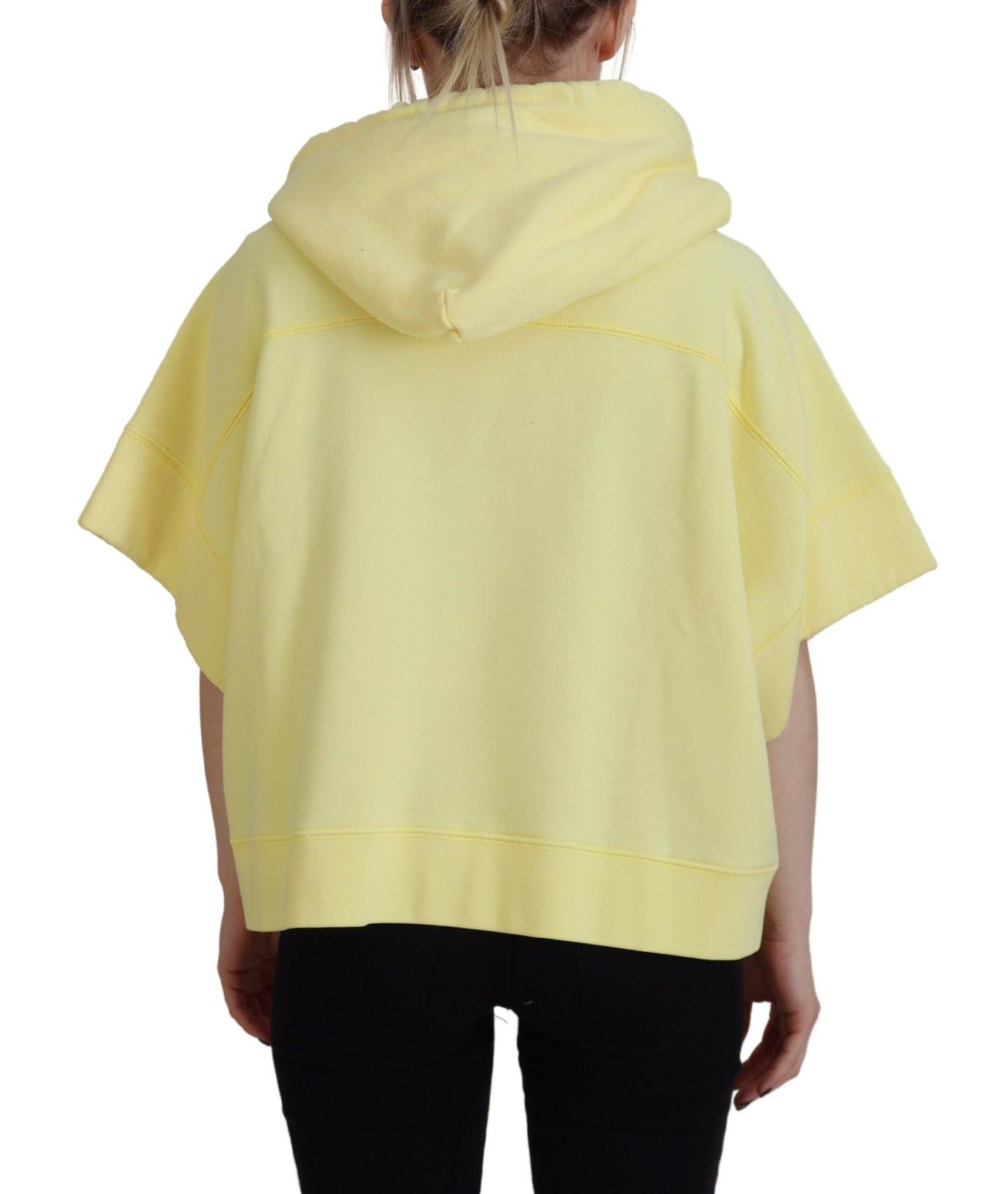 Yellow Logo Print Cotton Hoodie Sweatshirt Sweater