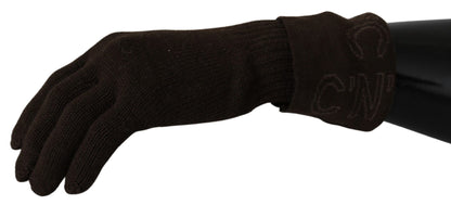 Elegant Brown Knitted Gloves