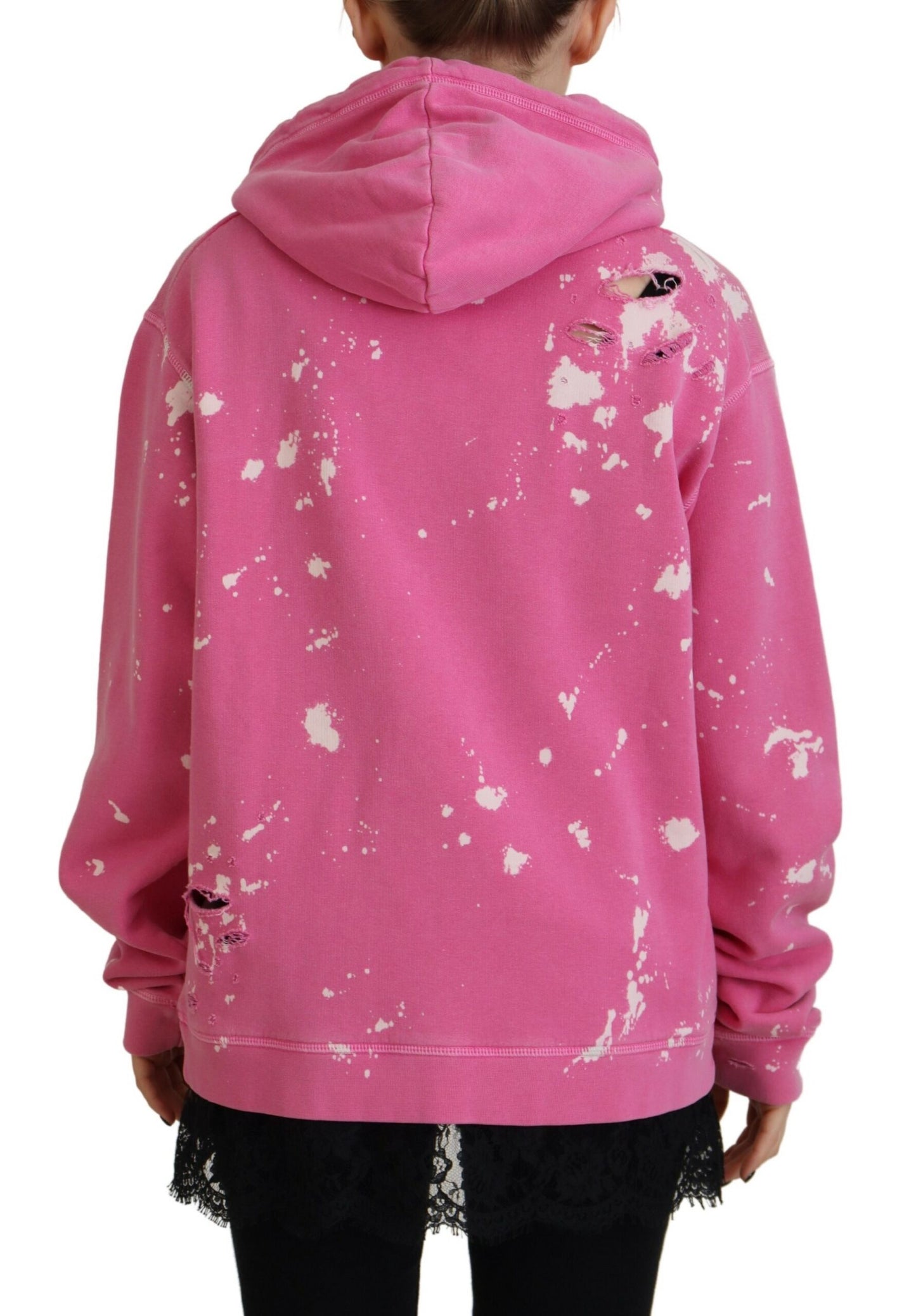 Pink Logo Print Cotton Hoodie Sweatshirt Sweater