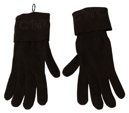 Elegant Brown Knitted Gloves