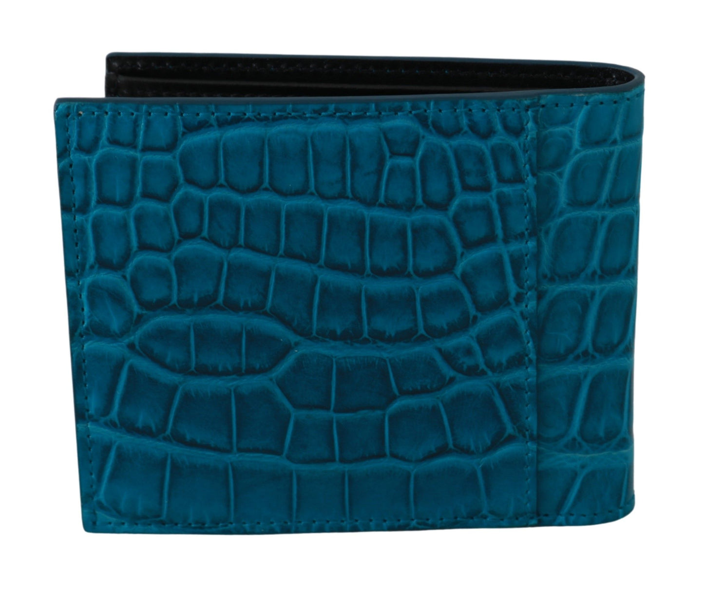 Blue Alligator Pattern Leather Bifold Wallet