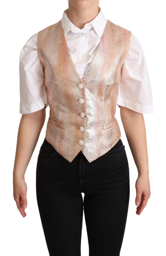 Elegant Pink Metallic Sheen Waistcoat