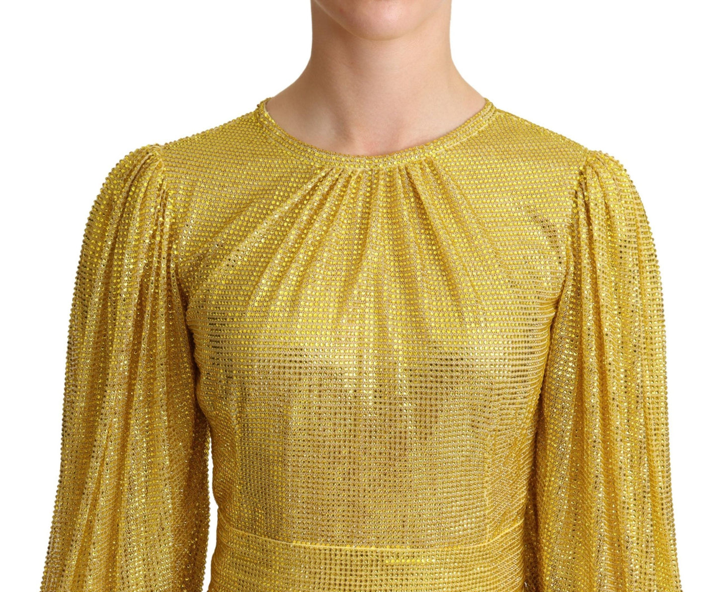 Crystal Embellished Pleated Maxi Dress