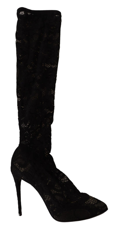 Elegant Stretch Sock Boots in Sleek Black