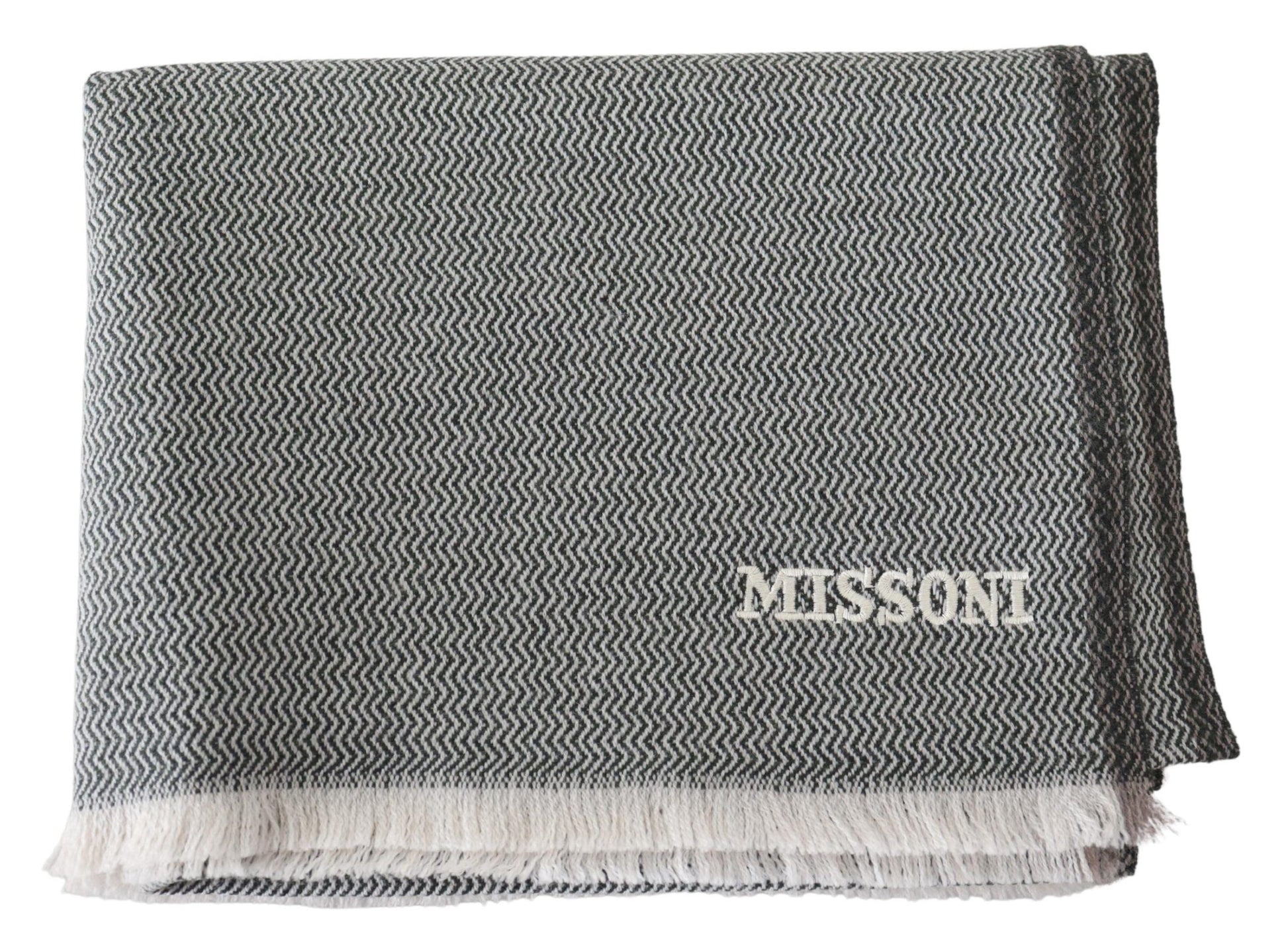Plush Zigzag Cashmere Scarf in Gray