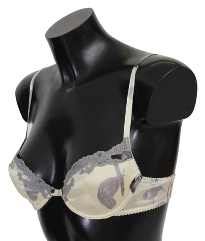 Silk Blend Push-Up Bra in Beige and Gray