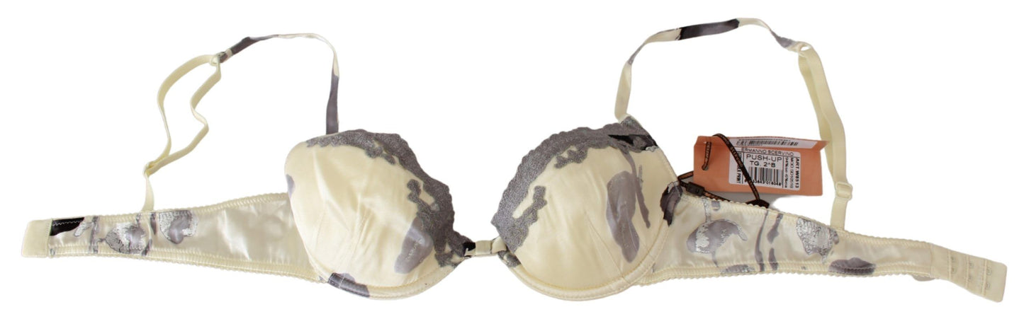 Silk Blend Push-Up Bra in Beige and Gray