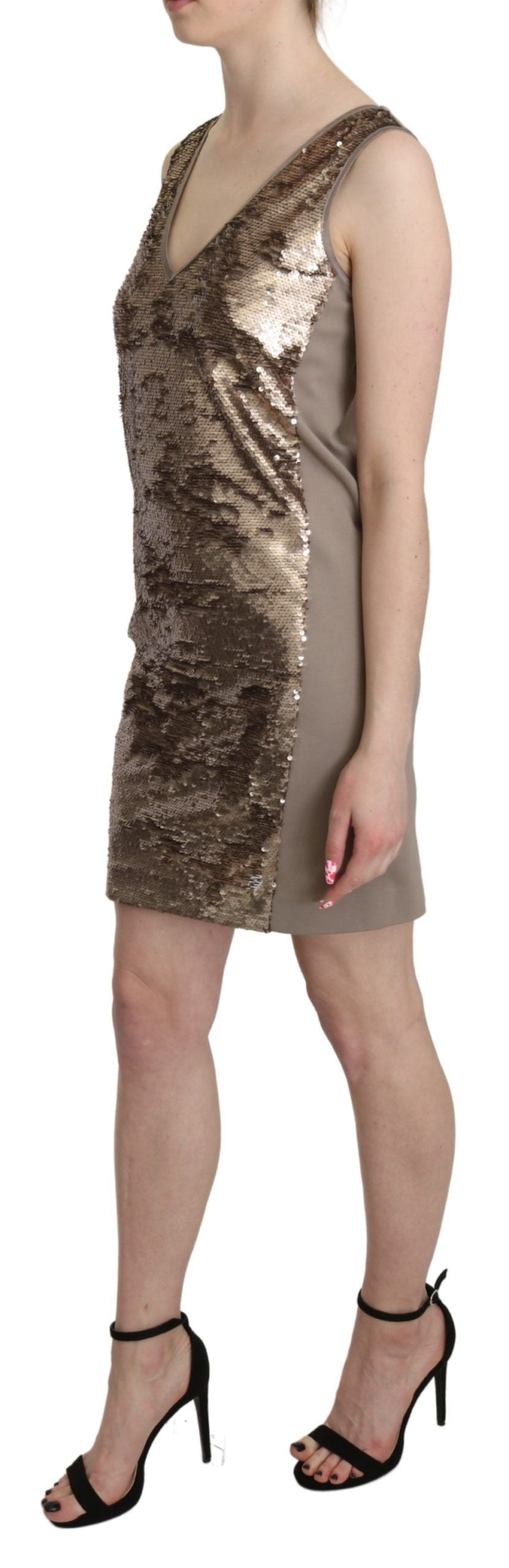 Glamorous V-Neck Sleeveless Sequin Mini Dress