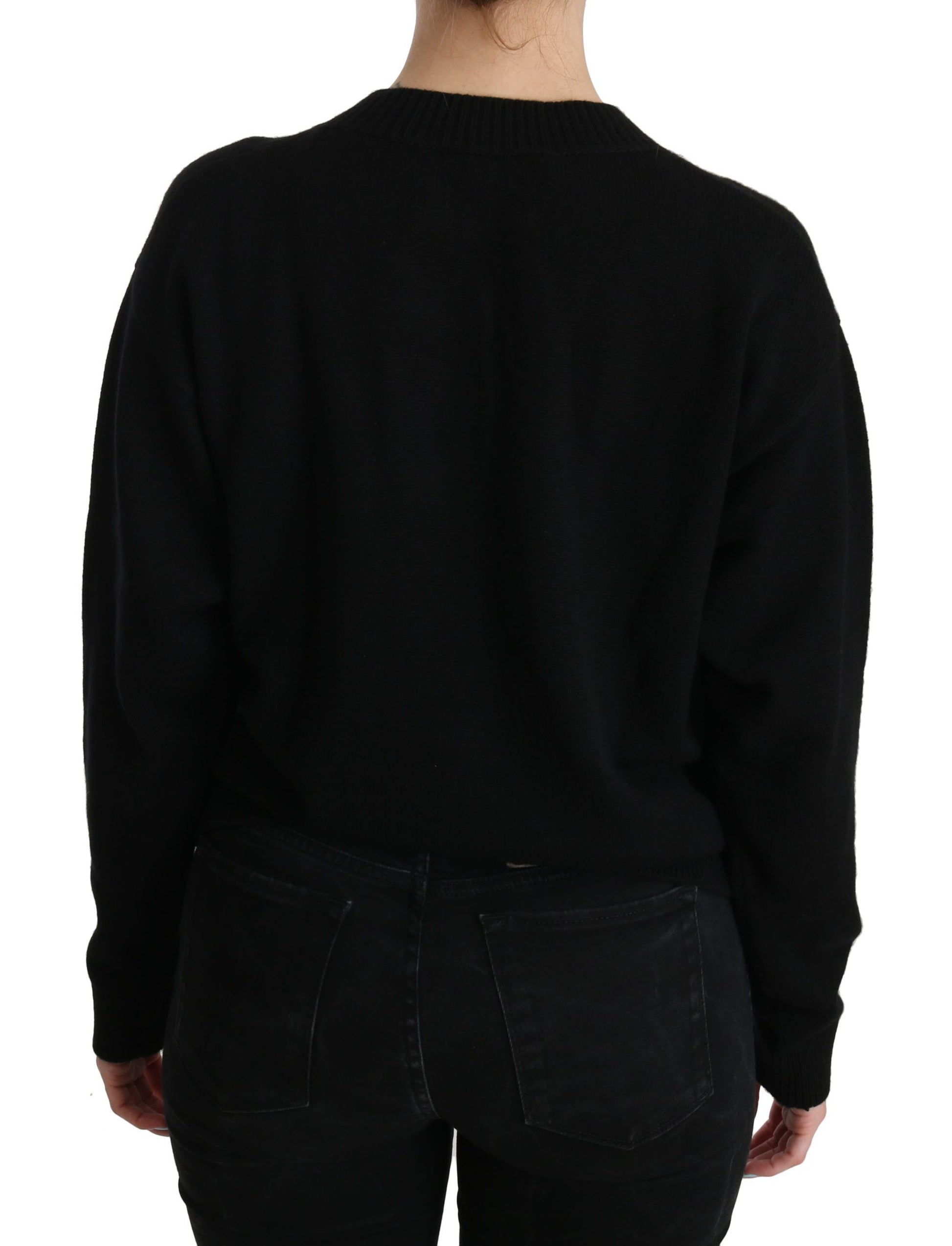 Elegant Black Cashmere Cardigan Top