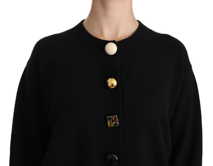 Elegant Black Cashmere Cardigan Top