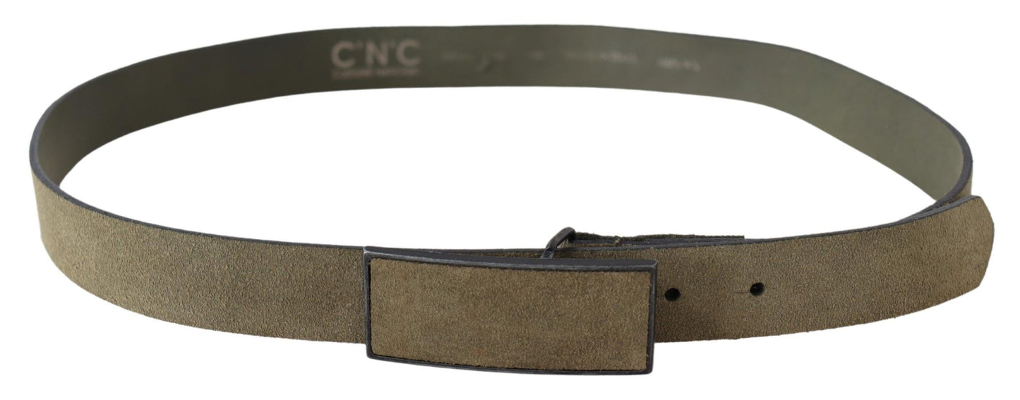 Chic Army Green Velvet Buckle Leather Belt