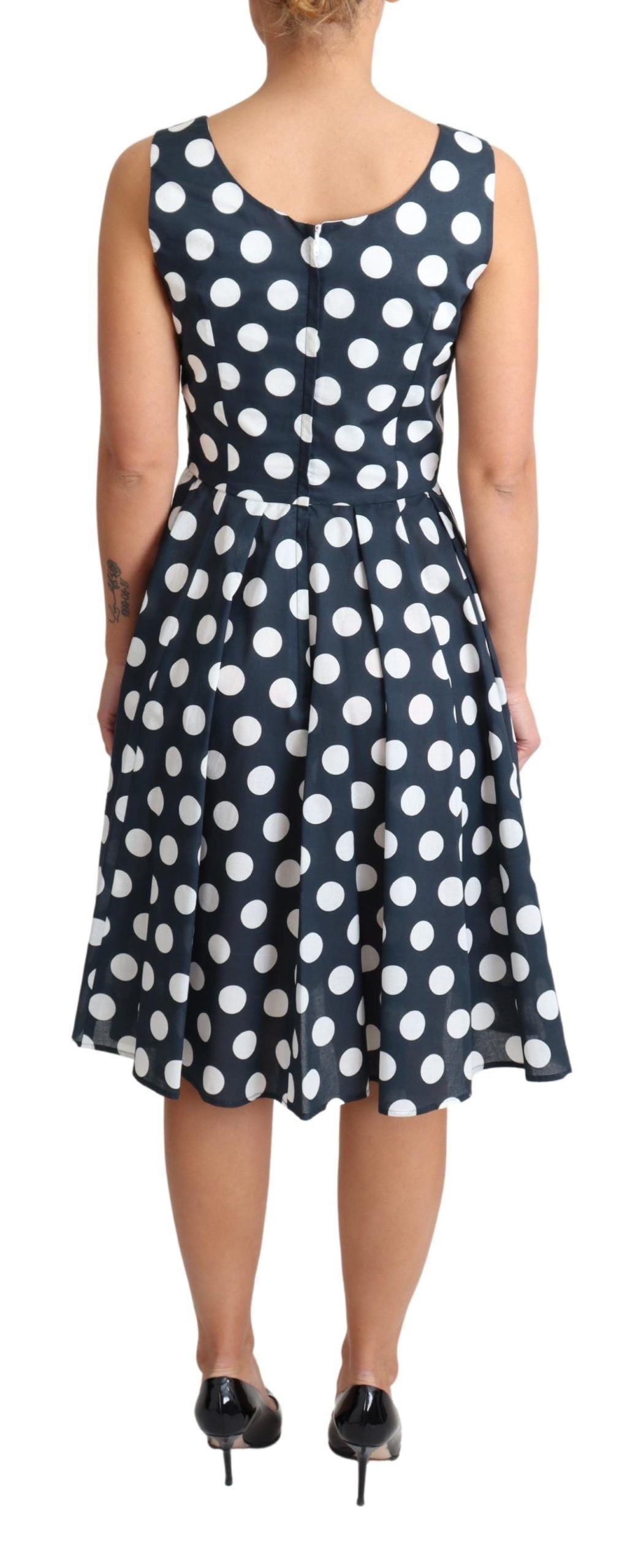 Polka Dotted A-Line Sleeveless Dress