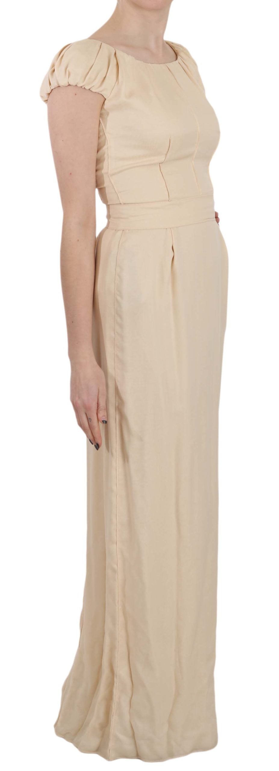 Silk Column Garterized Sleeve Gown