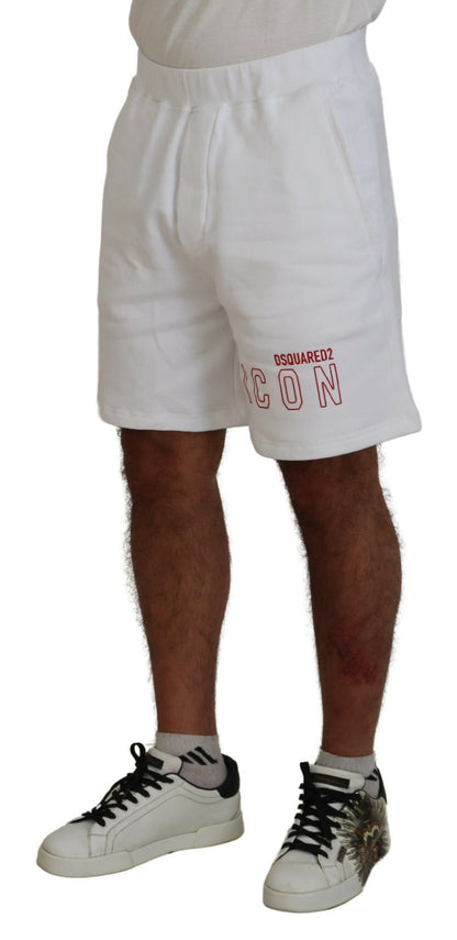 White Printed Pull On Men Casual Bermuda Shorts
