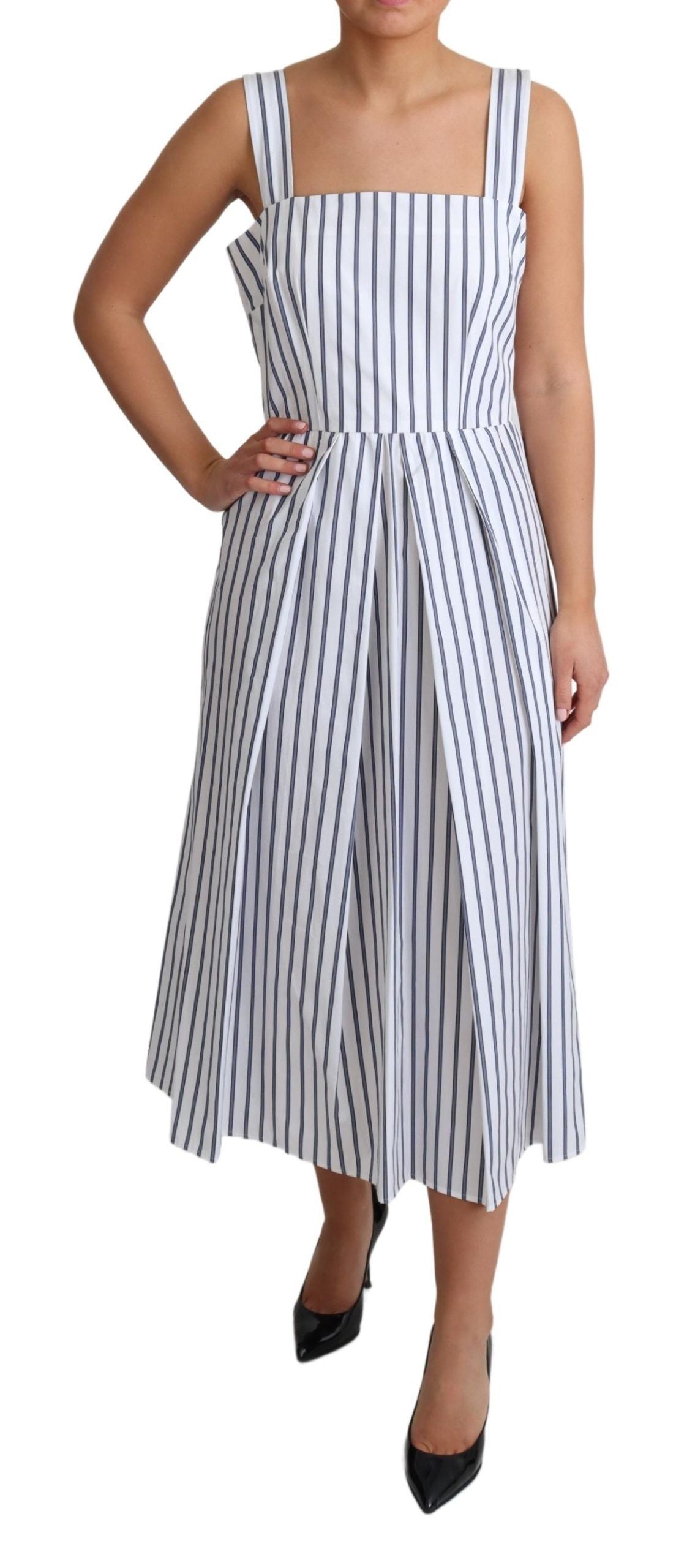 Elegant Sleeveless A-Line Striped Dress