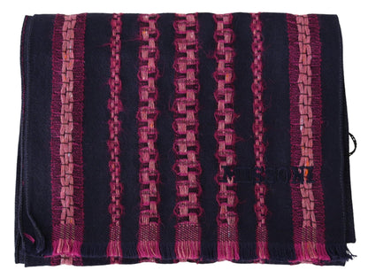 Elegant Striped Wool Scarf in Black and Pink