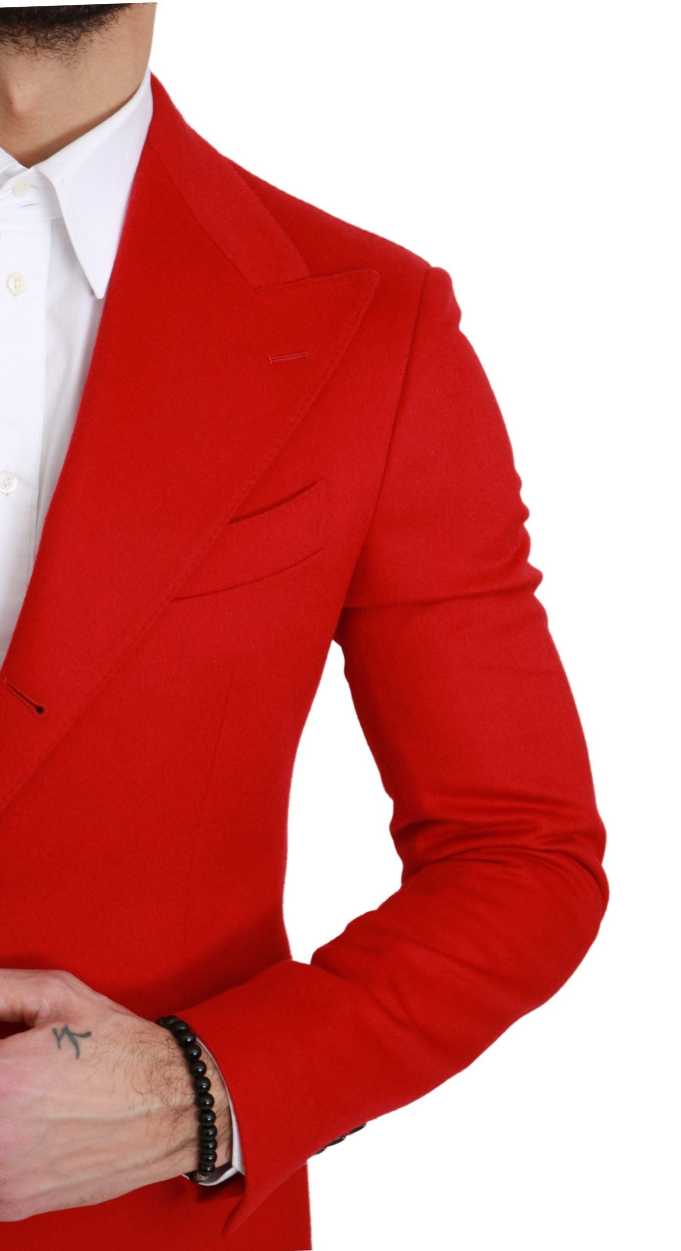 Elegant Red Cashmere Slim Fit Blazer