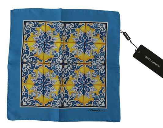 Elegant Majolica Blue Silk Men's Scarf