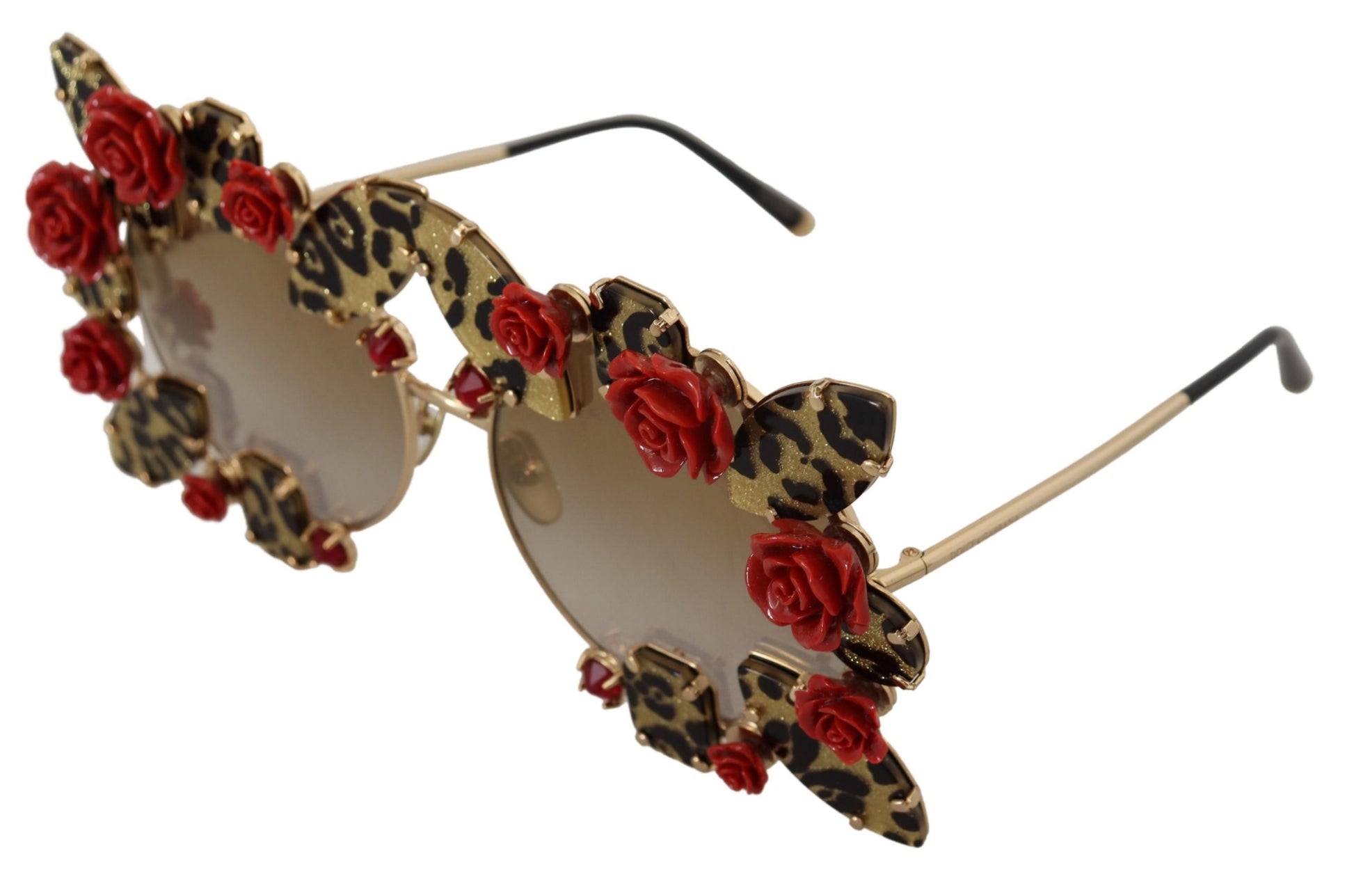 Elegant Round Rose-Embellished Sunglasses