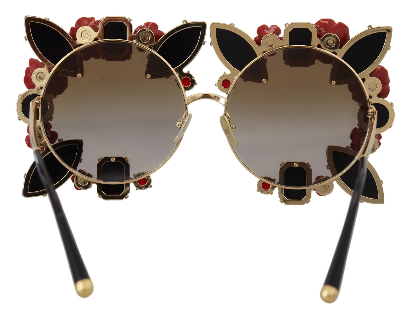 Elegant Round Rose-Embellished Sunglasses