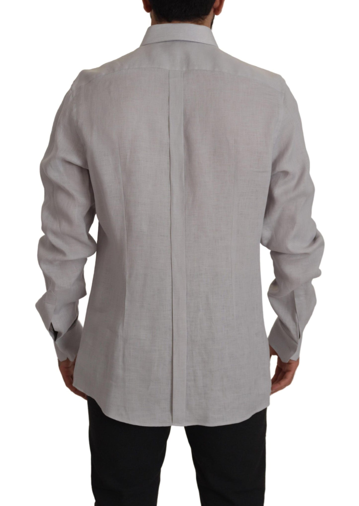 Elegant Grey Slim Fit Linen Shirt