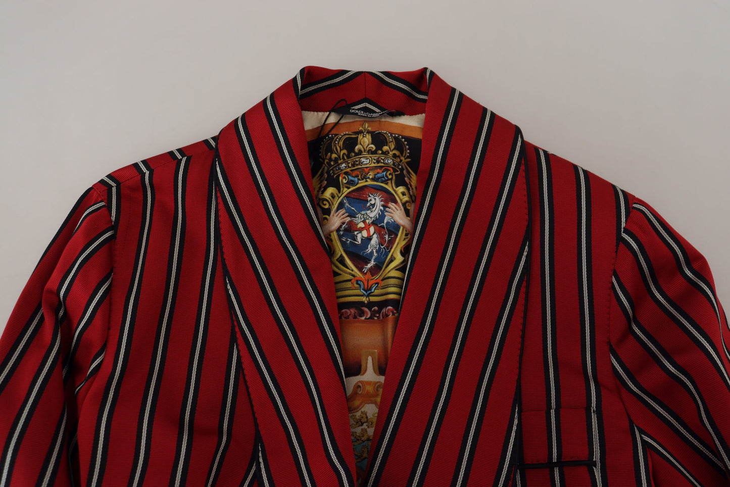 Elegant Red Striped Long Robe Luxury Wear