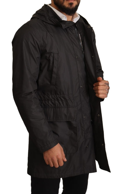 Chic Hooded Blouson Coat in Timeless Black