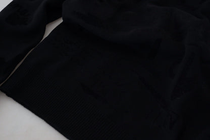 Elegant Black Logo Wool Sweater