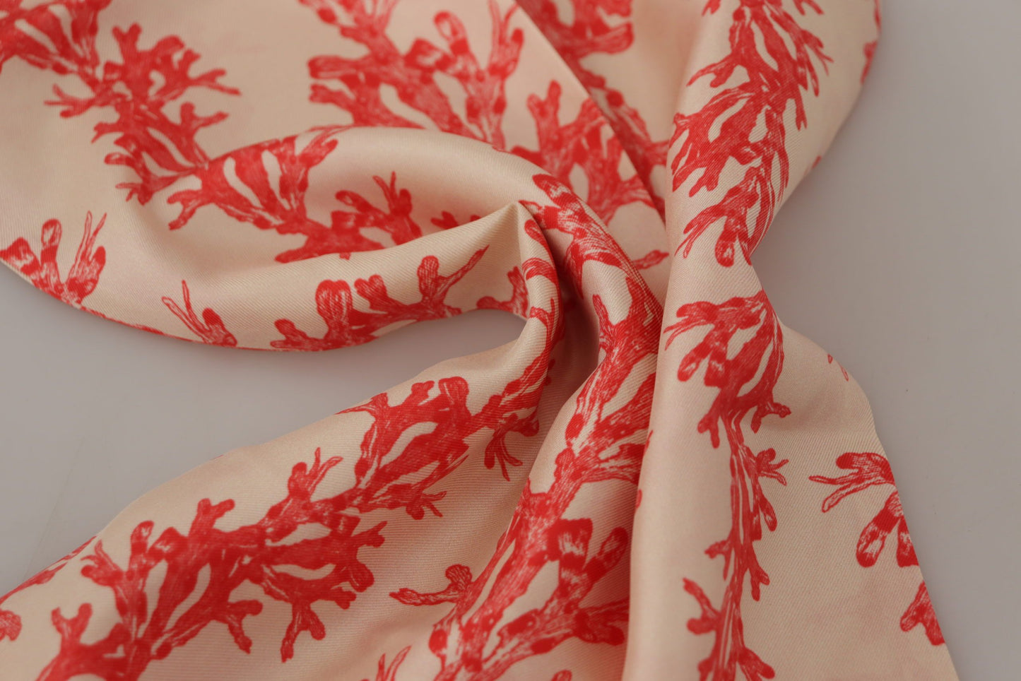 Elegant Silk Men's Scarf Wrap - Red Coral Print