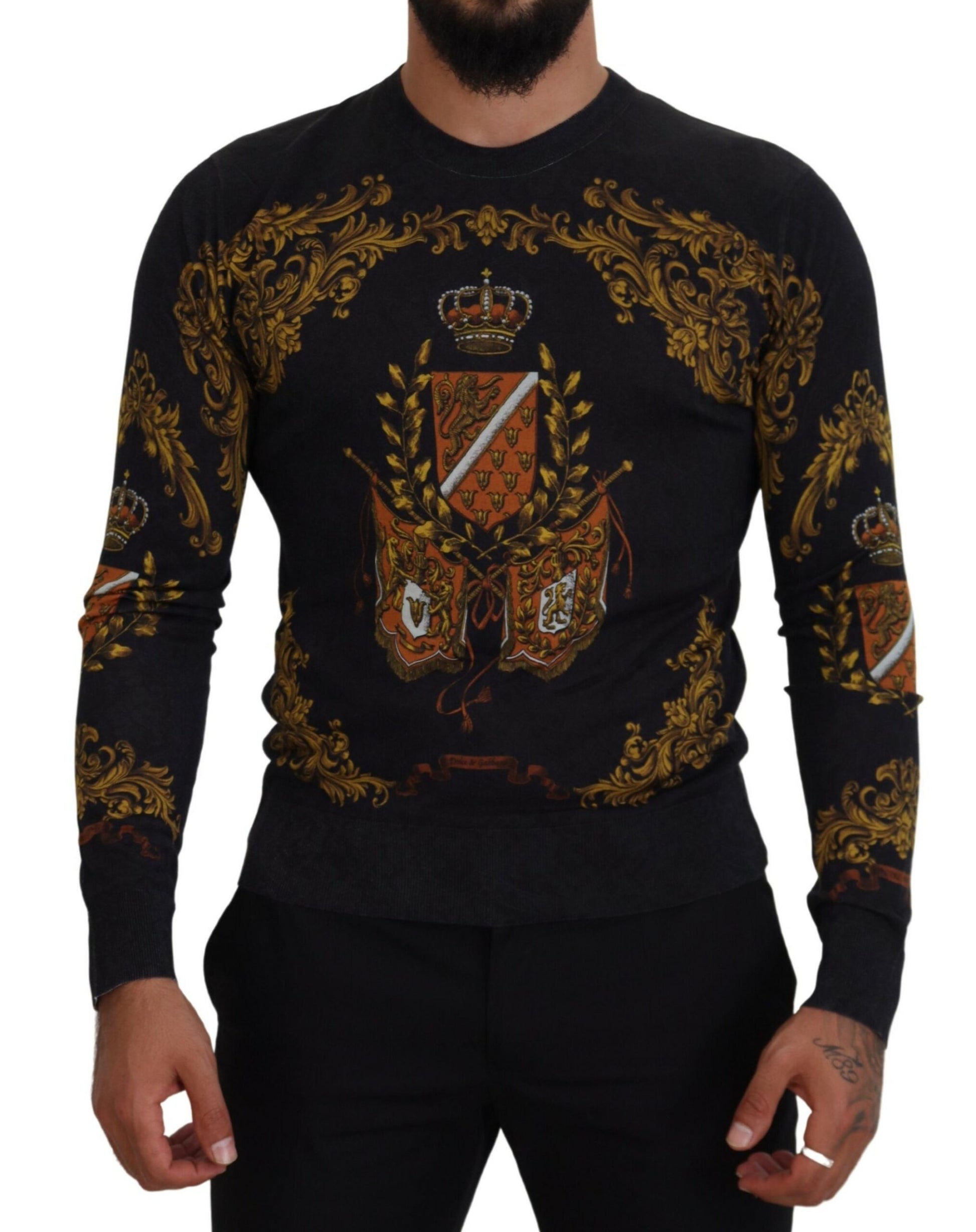 Baroque Medal Motive Silk Sweater