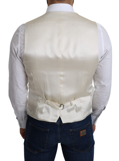 Elegant Off-White Silk Formal Vest